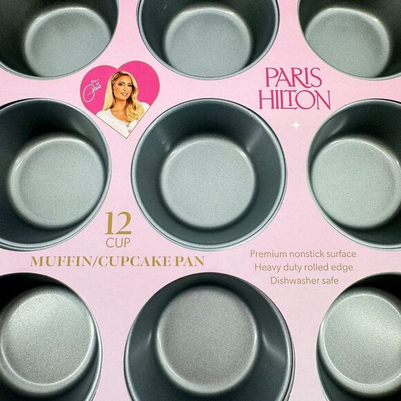 PARIS HILTON 🎀 12 CUP MUFFIN CUPCAKE PAN Pink Nonstick NEW - Picture 3 of 5